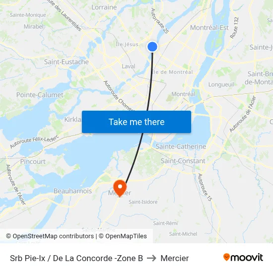 Srb Pie-Ix / De La Concorde -Zone B to Mercier map