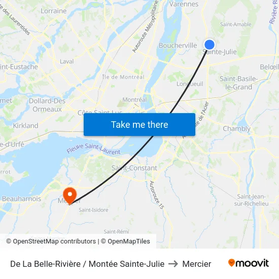 De La Belle-Rivière / Montée Sainte-Julie to Mercier map
