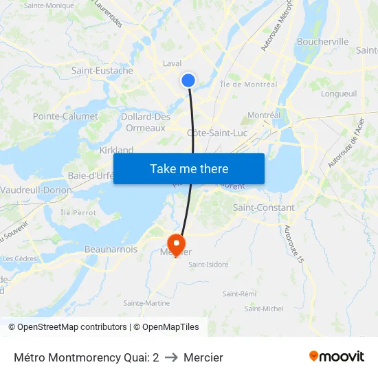Métro Montmorency Quai: 2 to Mercier map