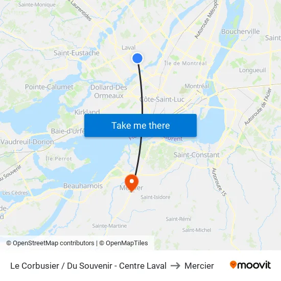 Le Corbusier / Du Souvenir - Centre Laval to Mercier map