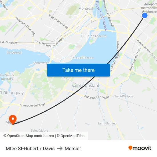 Mtée St-Hubert / Davis to Mercier map