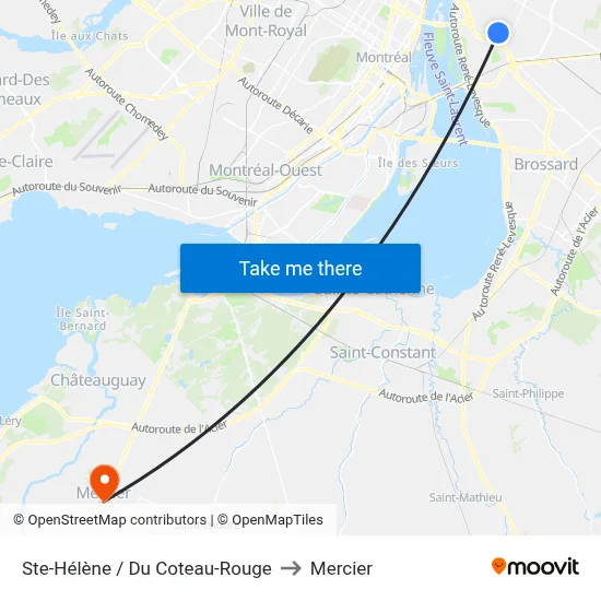 Ste-Hélène / Du Coteau-Rouge to Mercier map