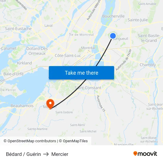Bédard / Guérin to Mercier map