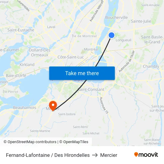 Fernand-Lafontaine / Des Hirondelles to Mercier map