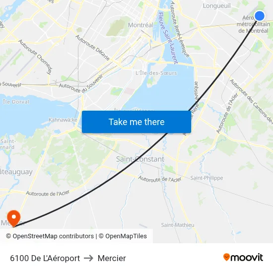 6100 De L'Aéroport to Mercier map