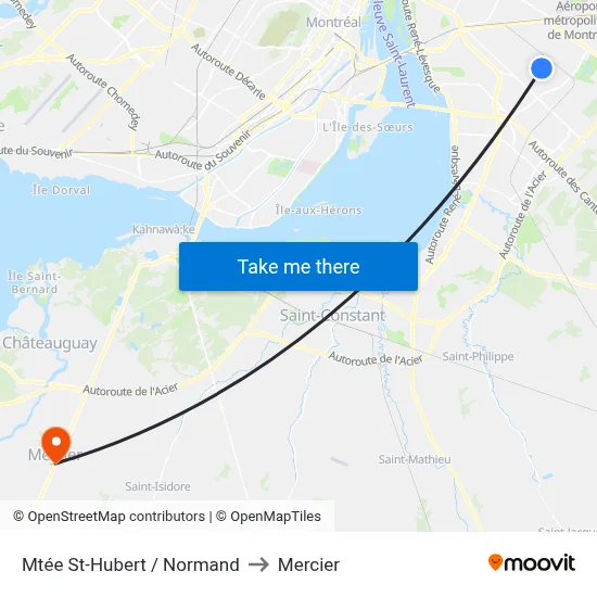 Mtée St-Hubert / Normand to Mercier map