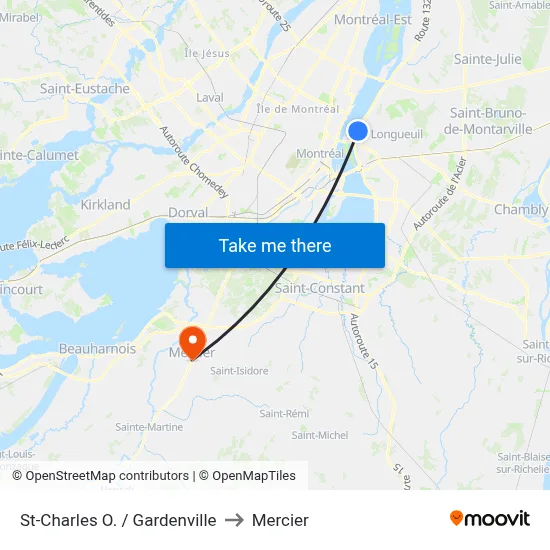 St-Charles O. / Gardenville to Mercier map