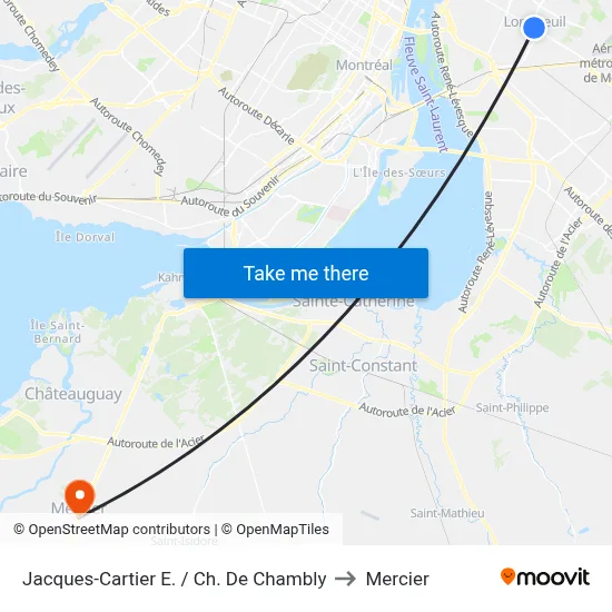 Jacques-Cartier E. / Ch. De Chambly to Mercier map
