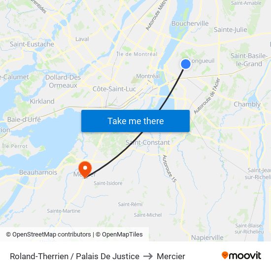 Roland-Therrien / Palais De Justice to Mercier map