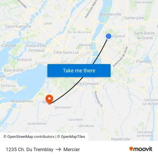 1235 Ch. Du Tremblay to Mercier map