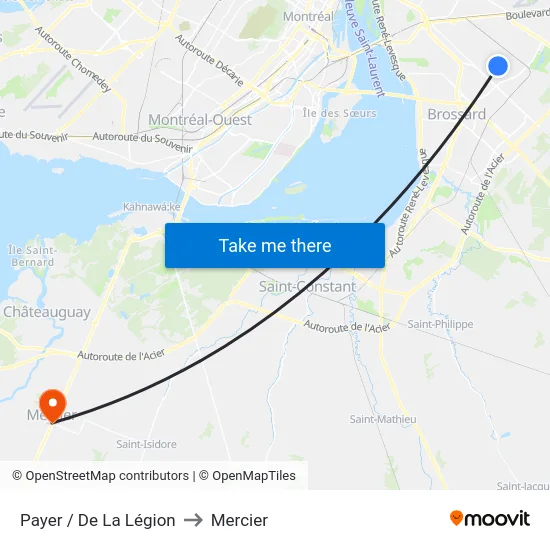 Payer / De La Légion to Mercier map