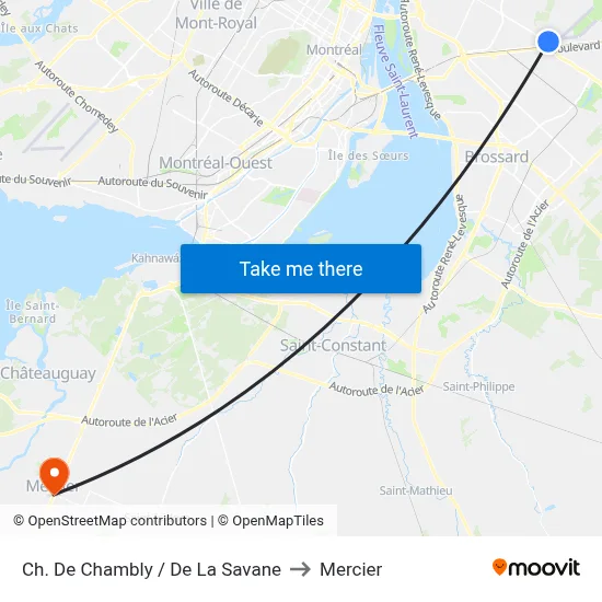Ch. De Chambly / De La Savane to Mercier map