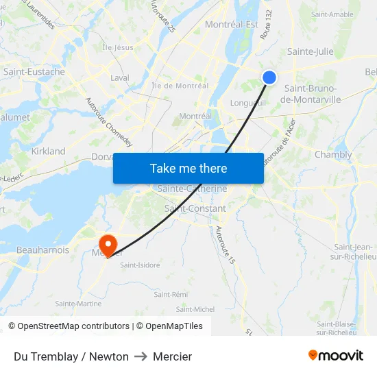 Du Tremblay / Newton to Mercier map