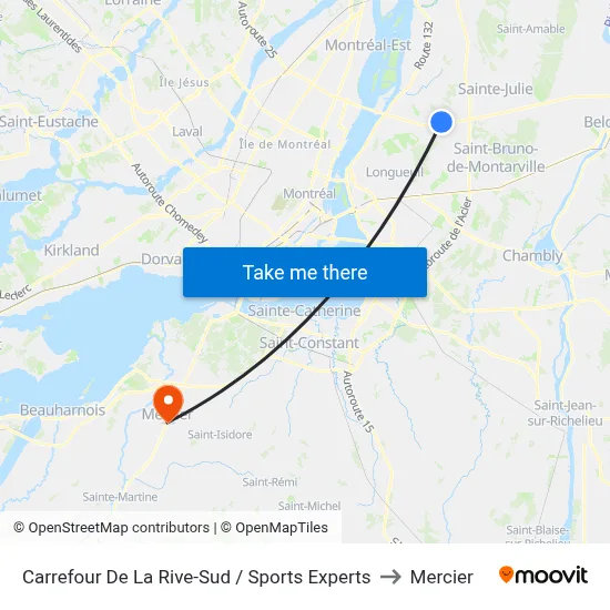 Carrefour De La Rive-Sud / Sports Experts to Mercier map