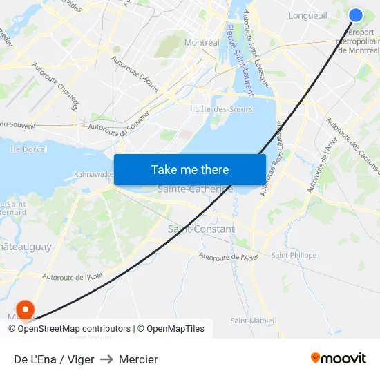 De L'Ena / Viger to Mercier map