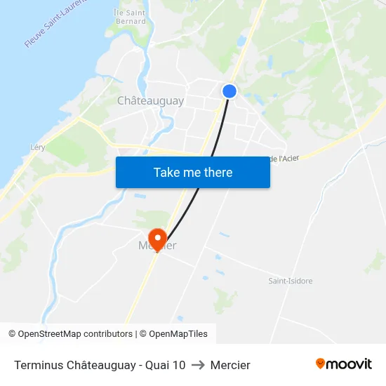 Terminus Châteauguay - Quai 10 to Mercier map