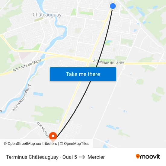 Terminus Châteauguay - Quai 5 to Mercier map