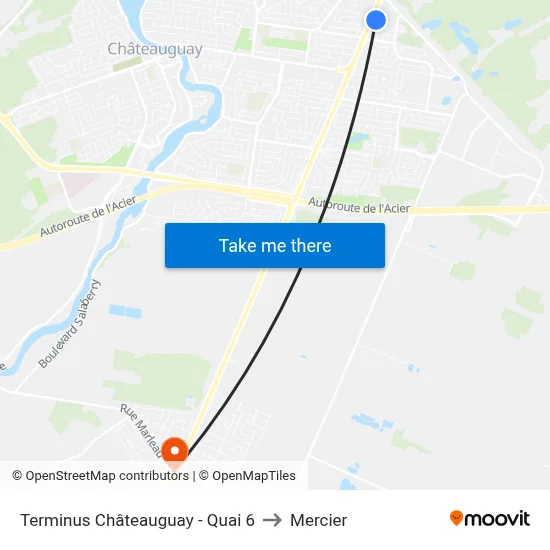 Terminus Châteauguay - Quai 6 to Mercier map