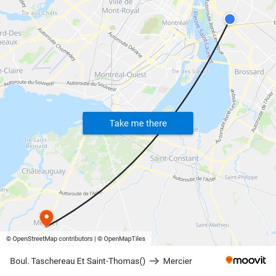 Boul. Taschereau Et Saint-Thomas() to Mercier map