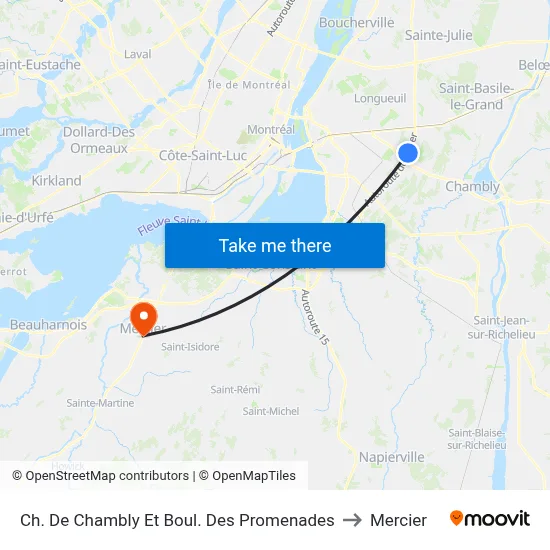 Ch. De Chambly Et Boul. Des Promenades to Mercier map