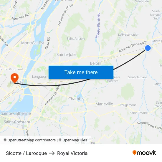 Sicotte / Larocque to Royal Victoria map