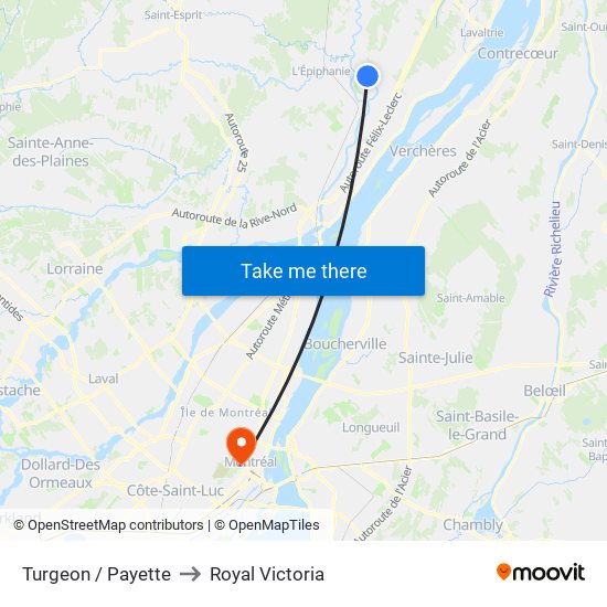 Turgeon / Payette to Royal Victoria map