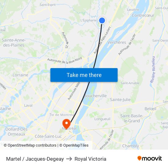 Martel / Jacques-Degeay to Royal Victoria map