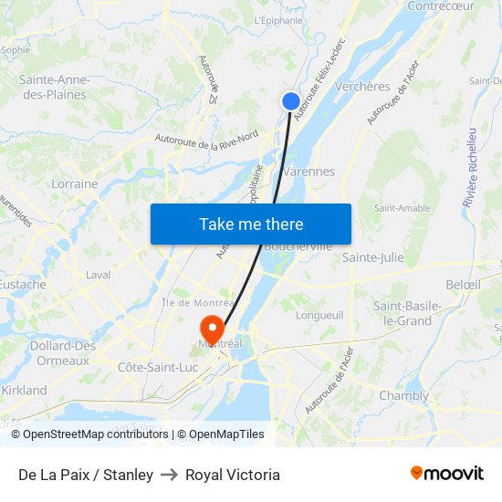 De La Paix / Stanley to Royal Victoria map