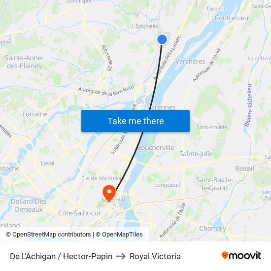 De L'Achigan / Hector-Papin to Royal Victoria map