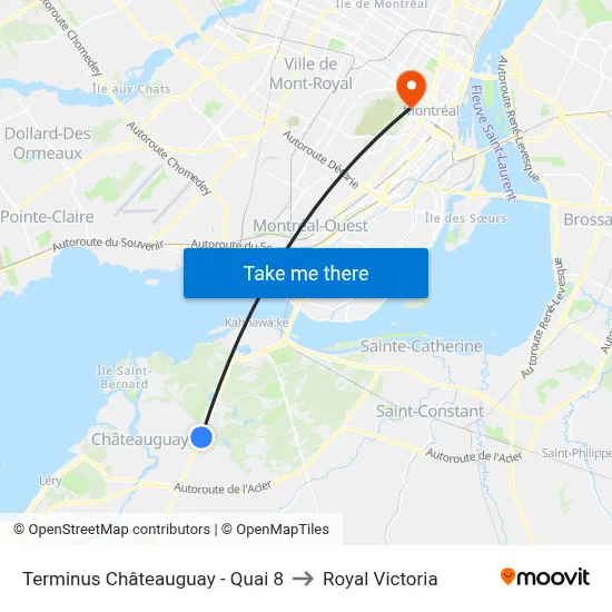 Terminus Châteauguay - Quai 8 to Royal Victoria map