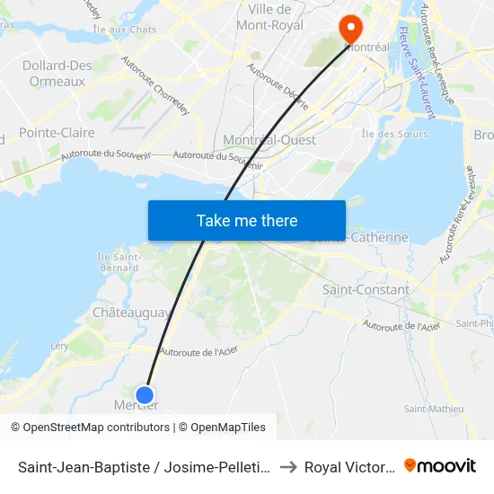 Saint-Jean-Baptiste / Josime-Pelletier to Royal Victoria map