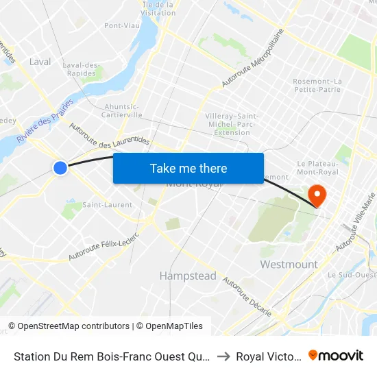 Station Du Rem Bois-Franc Ouest Quai: 1 to Royal Victoria map