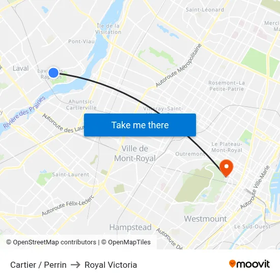 Cartier / Perrin to Royal Victoria map