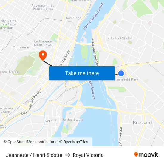 Jeannette / Henri-Sicotte to Royal Victoria map