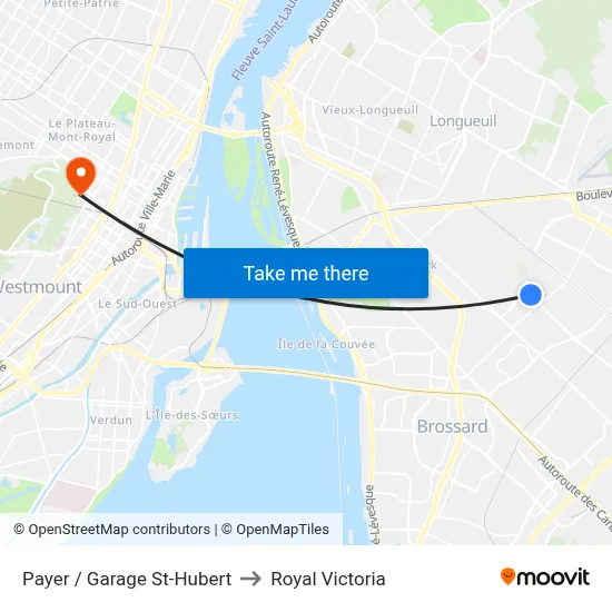 Payer / Garage St-Hubert to Royal Victoria map