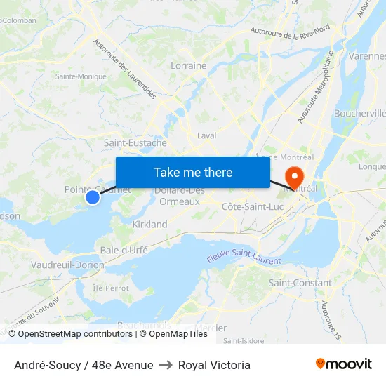 André-Soucy / 48e Avenue to Royal Victoria map
