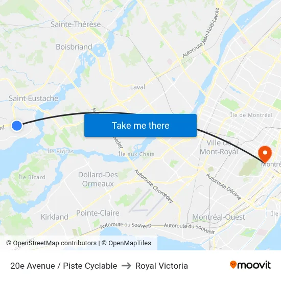 20e Avenue / Piste Cyclable to Royal Victoria map