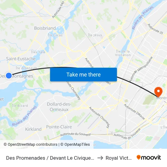 Des Promenades / Devant Le Civique 2650 to Royal Victoria map
