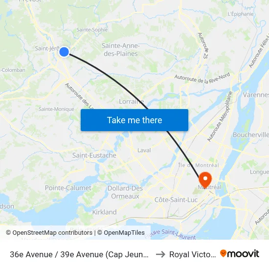 36e Avenue / 39e Avenue (Cap Jeunesse) to Royal Victoria map