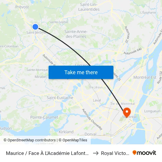 Maurice / Face À L'Académie Lafontaine to Royal Victoria map