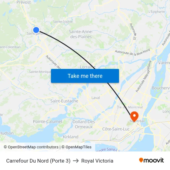 Carrefour Du Nord (Porte 3) to Royal Victoria map