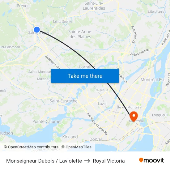 Monseigneur-Dubois / Laviolette to Royal Victoria map
