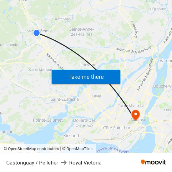 Castonguay / Pelletier to Royal Victoria map