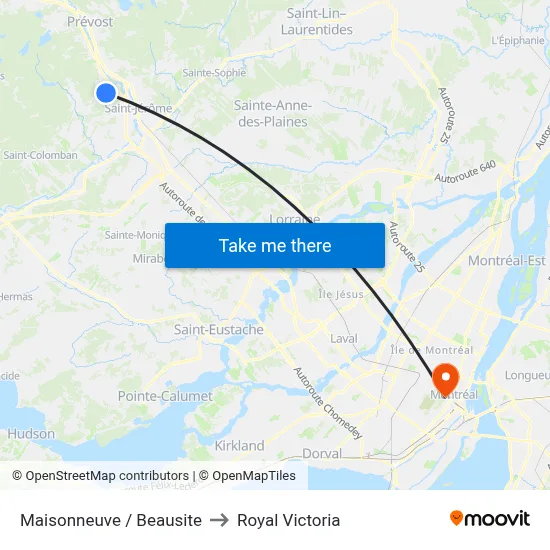 Maisonneuve / Beausite to Royal Victoria map