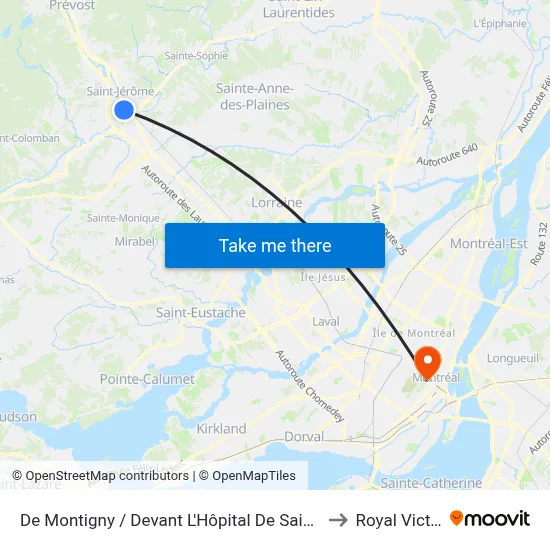 De Montigny / Devant L'Hôpital De Saint-Jérôme to Royal Victoria map