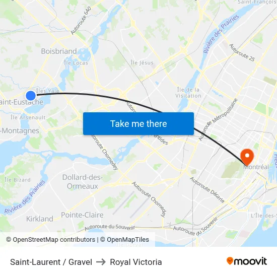 Saint-Laurent / Gravel to Royal Victoria map