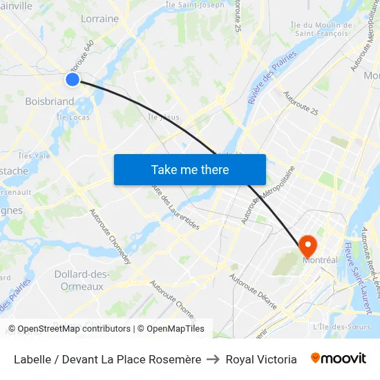 Labelle / Devant La Place Rosemère to Royal Victoria map