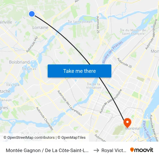 Montée Gagnon / De La Côte-Saint-Louis Est to Royal Victoria map