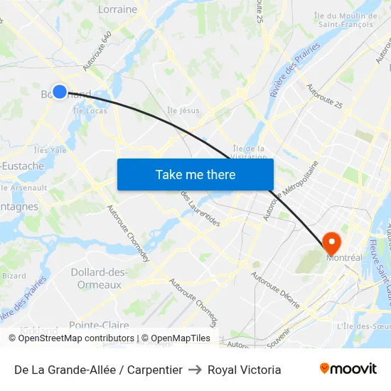 De La Grande-Allée / Carpentier to Royal Victoria map