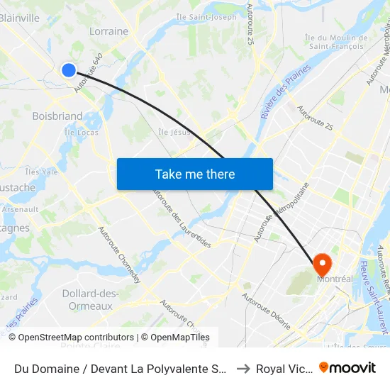 Du Domaine / Devant La Polyvalente Sainte-Thérèse to Royal Victoria map